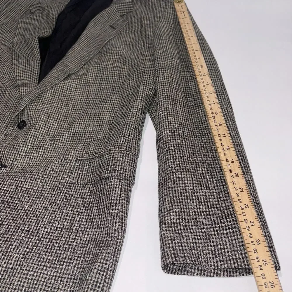 Haggar Clothing Co Houndstooth Blazer 46L Single-Breasted Inner Pockets Workwear